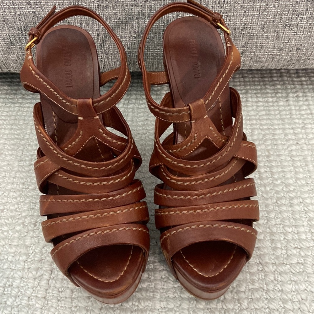 Miu Miu Calzature Donna Brown Leather high wedges